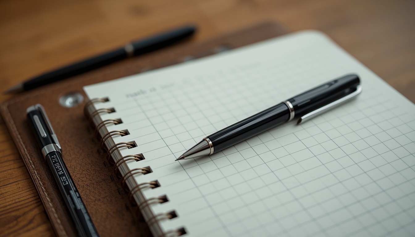 Notebook and pen arranged for focused habit journaling